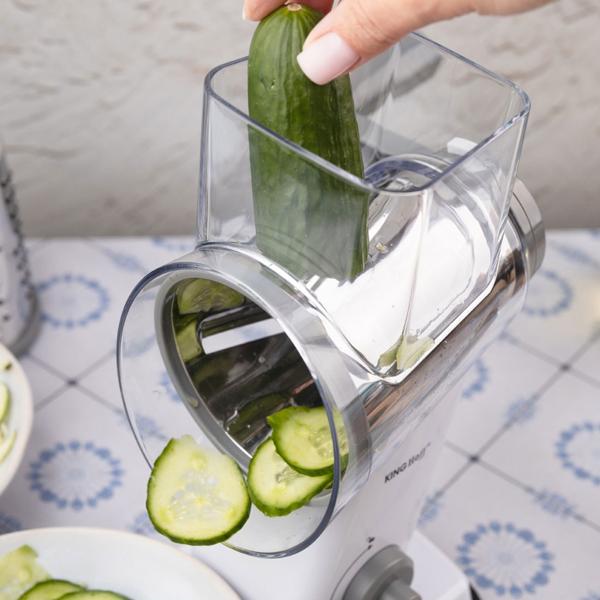 3-in-1 rotary grater with 3 interchangeable stainless-steel drums: for fruit, vegetables, cheese, chocolate & nuts – practical slicer for raw food