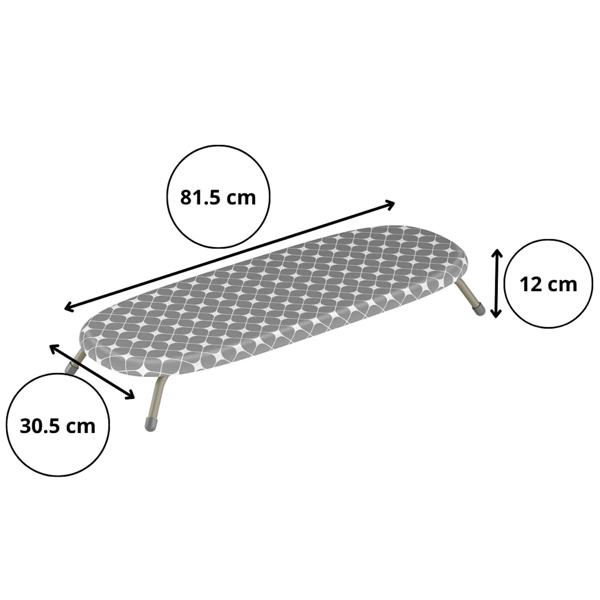 Mini planche à repasser compacte grise, 81,5 x 30,5 cm : housse 100 % coton, pliable, stable et idéale pour les petits appartements, logements d’étudiants et voyages