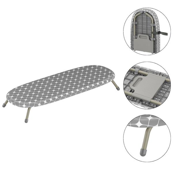Mini planche à repasser compacte grise, 81,5 x 30,5 cm : housse 100 % coton, pliable, stable et idéale pour les petits appartements, logements d’étudiants et voyages