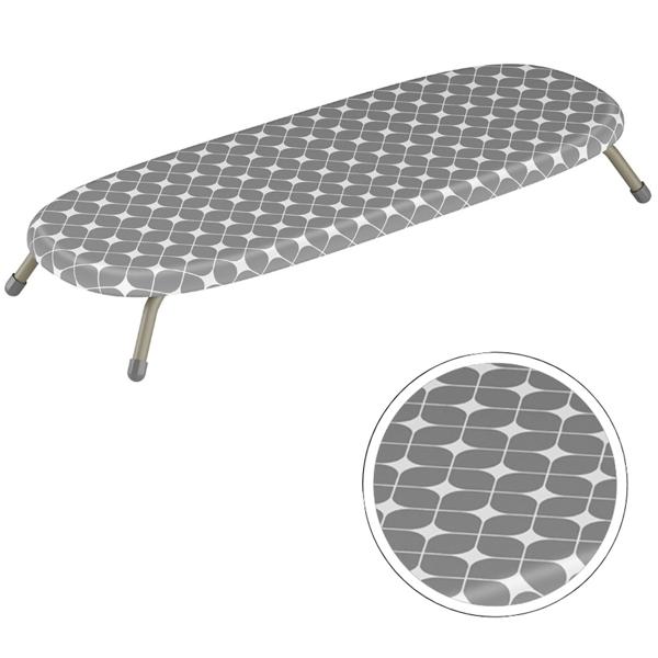 Mini planche à repasser compacte grise, 81,5 x 30,5 cm : housse 100 % coton, pliable, stable et idéale pour les petits appartements, logements d’étudiants et voyages