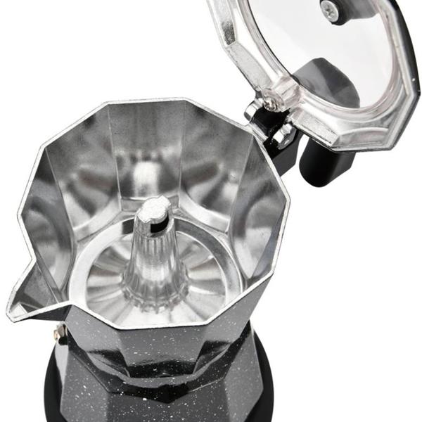 Elektrische Espresso-Kaffeemaschine & Espressokocher im Mokka Stil schwarz: 500 W, 300 ml für 6 Tassen, edler Kaffeebereiter für Zuhause