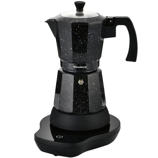 Elektrische Espresso-Kaffeemaschine & Espressokocher im Mokka Stil schwarz: 500 W, 300 ml für 6 Tassen, edler Kaffeebereiter für Zuhause