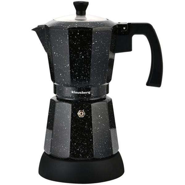 Elektrische Espresso-Kaffeemaschine & Espressokocher im Mokka Stil schwarz: 500 W, 300 ml für 6 Tassen, edler Kaffeebereiter für Zuhause