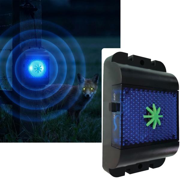 Set of 2 effective ultrasonic wild animal repellers: marten deterrent & rodent repeller with LED flashing light for garden, balcony, field, vehicle & home