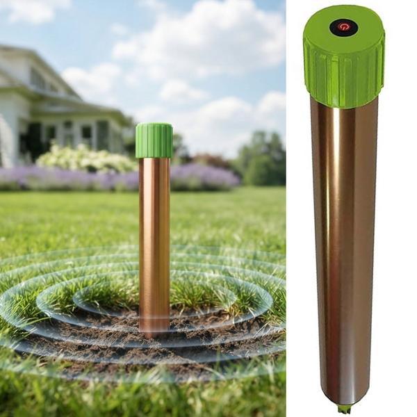 Rodent repeller effective & animal-friendly – powerful vibration motor & quartz oscillations against moles & voles in garden & fields