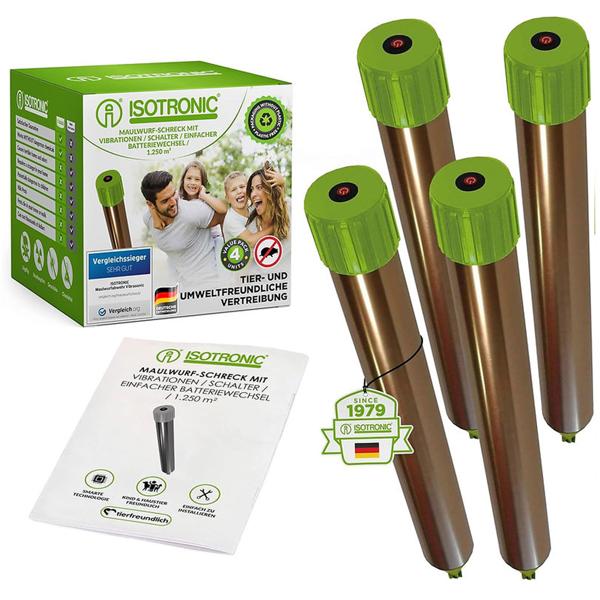 Rodent repeller effective & animal-friendly – powerful vibration motor & quartz oscillations against moles & voles in garden & fields