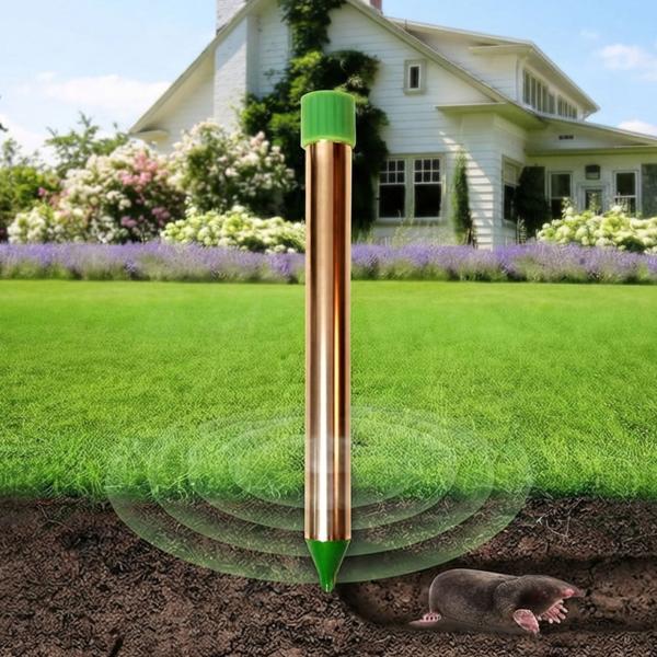 Rodent repeller effective & animal-friendly – powerful vibration motor & quartz oscillations against moles & voles in garden & fields