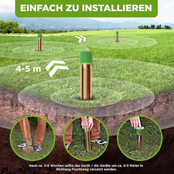 2er-Set Wühltiervertreiber Effektiv & Tierfreundlich - Starker Vibrationsmotor & Quarzschwingungen gegen Maulwurf & Wühlmaus im Garten & Acker