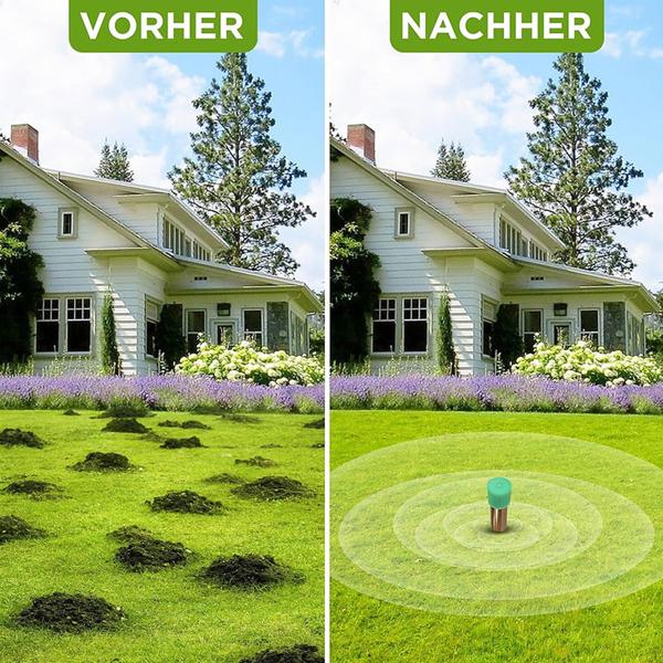 2er-Set Wühltiervertreiber Effektiv & Tierfreundlich - Starker Vibrationsmotor & Quarzschwingungen gegen Maulwurf & Wühlmaus im Garten & Acker