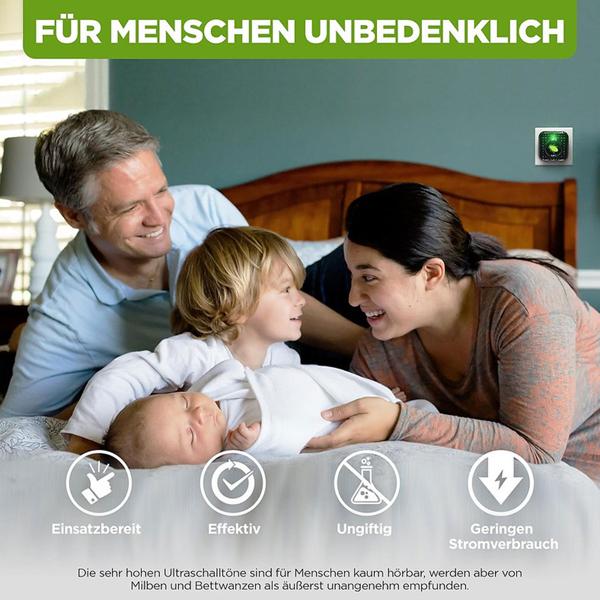 Effektiver Ultraschall Milbenvertreiber: Steckdose gegen Bettwanzen & Milben – Sichere Milbenabwehr für Bett & Schlafzimmer
