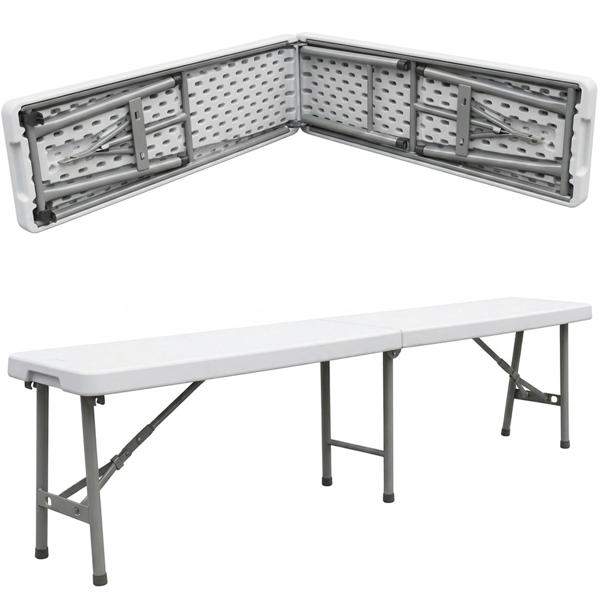 Foldable suitcase bench 182 cm, weather-resistant, stable folding bench, portable, metal plastic, space-saving, ideal for camping & outdoor