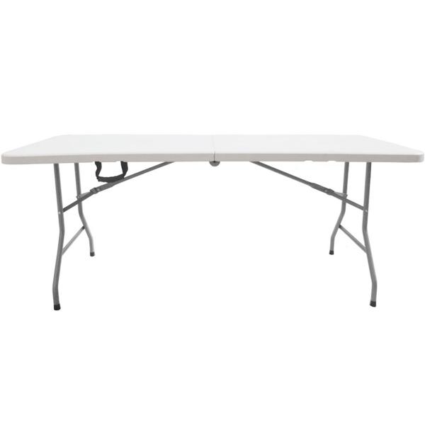Suitcase folding table 180 cm weatherproof stable garden table, camping table loadable up to 100 kg metal plastic space‑saving portable