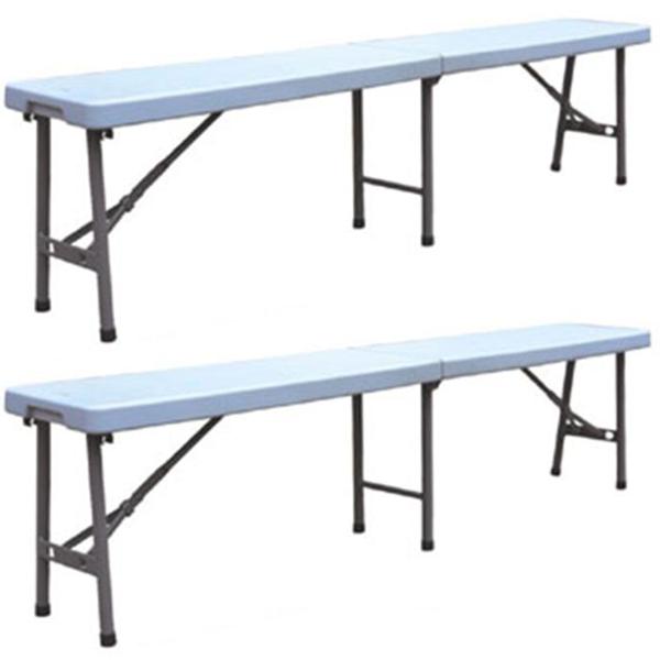 Stable camping seating set with 180 cm folding table and 2 matching suitcase benches, weatherproof, foldable