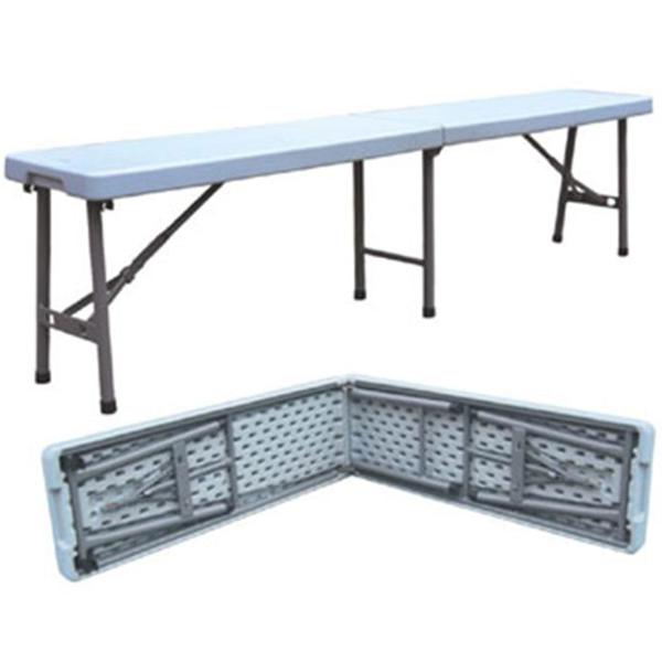 Stable camping seating set with 180 cm folding table and 2 matching suitcase benches, weatherproof, foldable