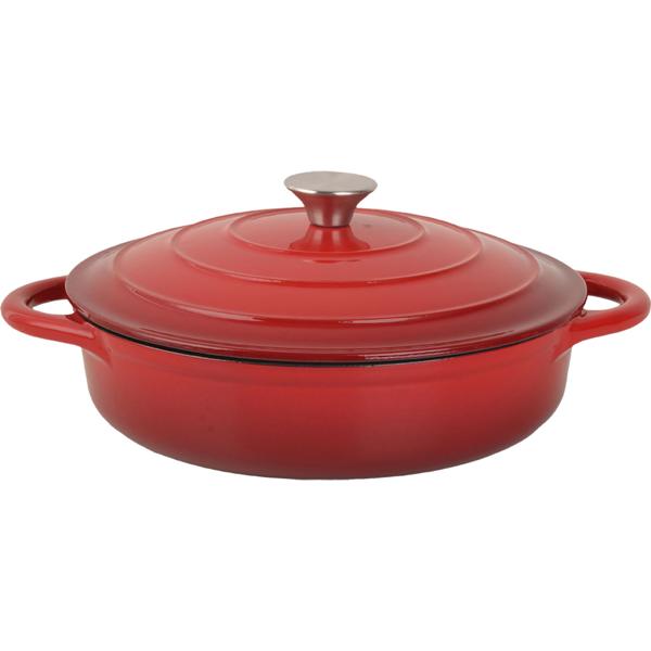 Premium cast iron pot set, 2-piece, in red – enamelled casserole set with lid (22 cm & 28 cm) – ideal for induction, oven & all hob types – robust & elegant