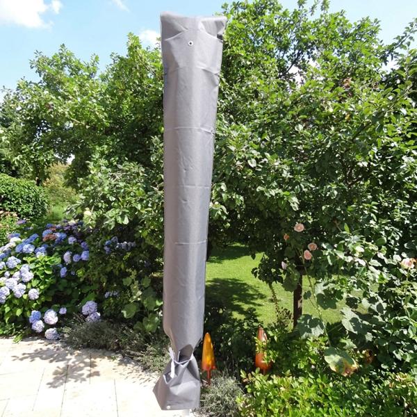 Deluxe parasol protective cover anthracite 200–400 cm – Robust 420D Oxford polyester rain cover with zip, eyelets and drawstring