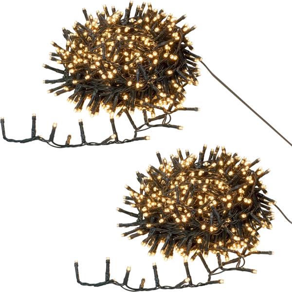 2er-Set LED Lichterkette Cluster 400 LEDs warmweiss, je 8 m – dichte Büschel-Lichterkette für innen & aussen, IP44, 7 Lichteffekte, Timer - Weihnachtsbeleuchtung