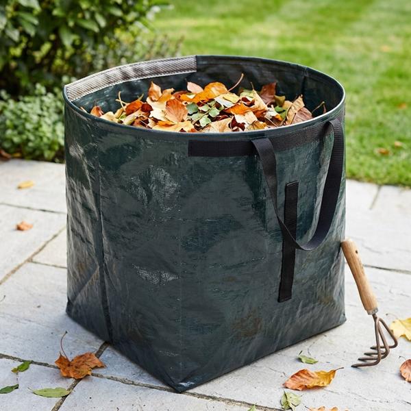 Sac pliable pour déchets de jardin 150 l – Sac de jardin autoportant avec bord de balayage & poignée de transport, tissu PE 150 g extrêmement résistant à la déchirure pour feuilles & tonte de gazon