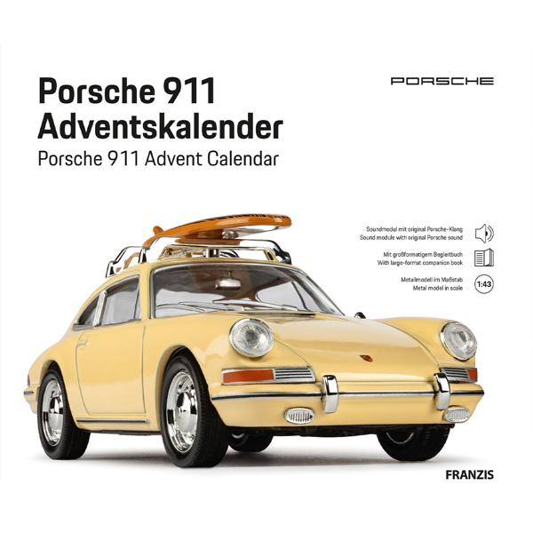 Calendrier de l’Avent Porsche 911 en kit voiture miniature 1:43 avec son : cadeau rétro de collection haut de gamme pour adultes et enfants dès 14 ans