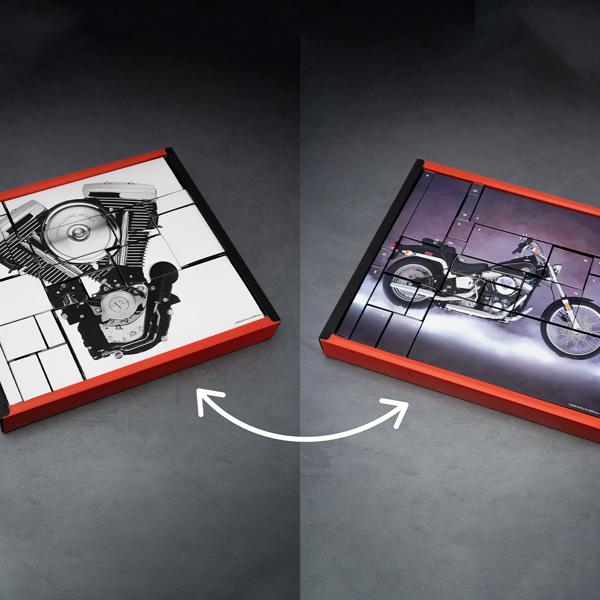 Harley-Davidson Adventskalender 2024 – FXST Softail Modellbausatz 1:18 mit V2 Soundmodul, Begleitbuch & Zubehör – Geschenk für Motorrad Fans