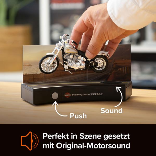 Harley-Davidson Adventskalender 2024 – FXST Softail Modellbausatz 1:18 mit V2 Soundmodul, Begleitbuch & Zubehör – Geschenk für Motorrad Fans