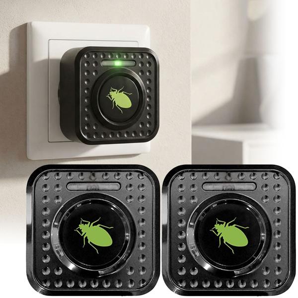 Set of 2 effective ultrasonic mite repellers: plug-in protection against bed bugs & mites – safe mite control for bed & bedroom