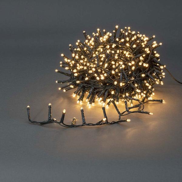 LED Lichterkette Cluster 560 LEDs warmweiss, 11,2 m – dichte Büschel-Lichterkette für innen & aussen, IP44, 7 Lichteffekte, Timer - Weihnachtsbeleuchtung