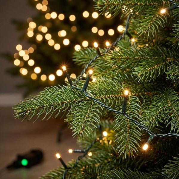 LED Lichterkette Cluster 700 LEDs warmweiss, 14 m – dichte Büschel-Lichterkette für innen & aussen, IP44, 7 Lichteffekte, Timer - Weihnachtsbeleuchtung