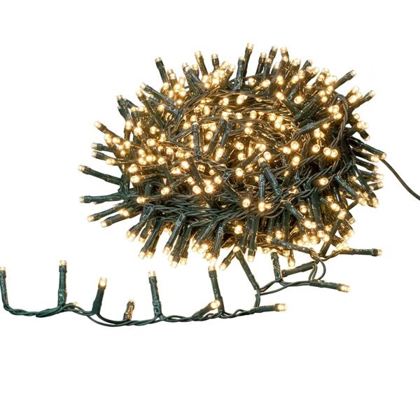 LED Lichterkette Cluster 700 LEDs warmweiss, 14 m – dichte Büschel-Lichterkette für innen & aussen, IP44, 7 Lichteffekte, Timer - Weihnachtsbeleuchtung