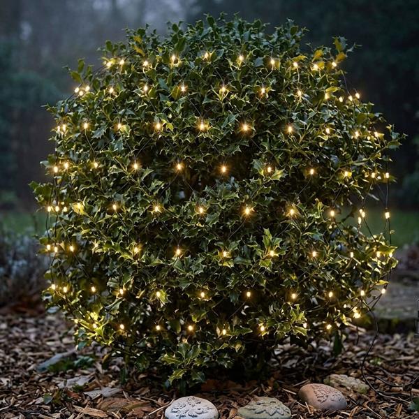 Rete luminosa LED 3 x 1,5 m 320 LED bianco caldo – catena luminosa a rete per cespugli, arbusti e finestre, interno & esterno IP44, timer, 7 effetti luminosi