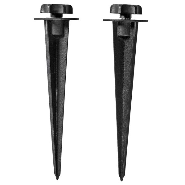Set de 2 piquets de terre en aluminium 17,5 cm – piquet de sol pour projecteurs LED et spots de jardin : vis à main pratique pour un montage sans outils, noir