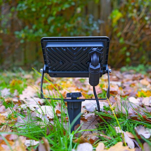 Set de 2 piquets de terre en aluminium 17,5 cm – piquet de sol pour projecteurs LED et spots de jardin : vis à main pratique pour un montage sans outils, noir