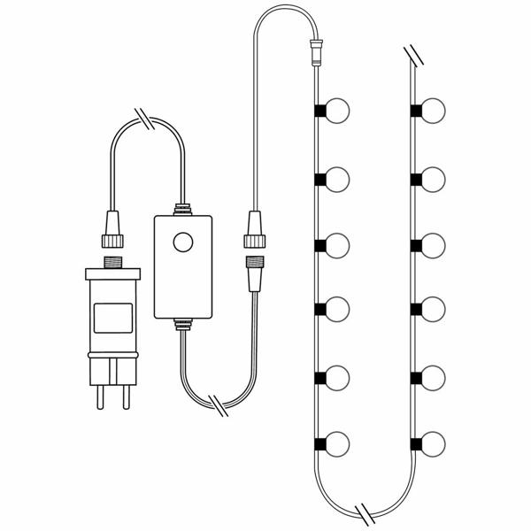 Catena luminosa party RGB Wi‑Fi 10,8 m con 48 sfere LED Ø 30 mm – controllo tramite app e voce, modalità musica, timer, per esterno IP65