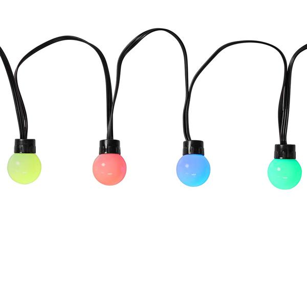 Catena luminosa party RGB Wi‑Fi 10,8 m con 48 sfere LED Ø 30 mm – controllo tramite app e voce, modalità musica, timer, per esterno IP65