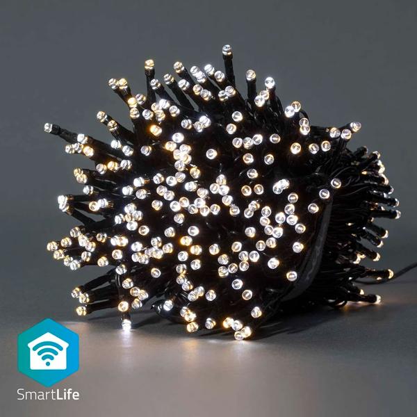 Catena luminosa LED WLAN con 400 LED da bianco caldo a bianco freddo – controllo via app, controllo vocale, dimmerabile, timer – per esterno IP65, cavo di alimentazione 5 m