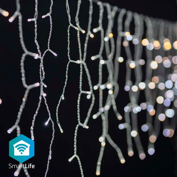 Catena luminosa a ghiacciolo WLAN 8 m con 400 LED da bianco caldo a bianco freddo – controllo via app e voce, dimmerabile, 80 fili, IP65, cavo trasparente