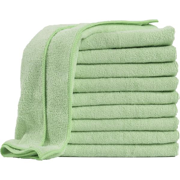 10er-Set Mikrofaser-Putztücher Grün 40x40cm - 300 g/m² - Extrem saugstark, fusselfrei & streifenfrei - Hochwertige Reinigungstücher bis 90°C waschbar
