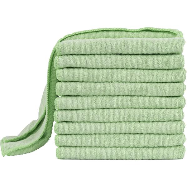 10er-Set Mikrofaser-Putztücher Grün 40x40cm - 300 g/m² - Extrem saugstark, fusselfrei & streifenfrei - Hochwertige Reinigungstücher bis 90°C waschbar