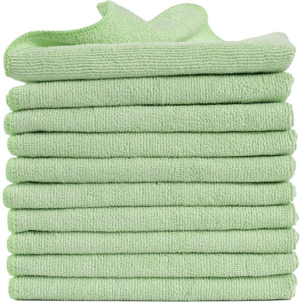 10er-Set Mikrofaser-Putztücher Grün 40x40cm - 300 g/m² - Extrem saugstark, fusselfrei & streifenfrei - Hochwertige Reinigungstücher bis 90°C waschbar
