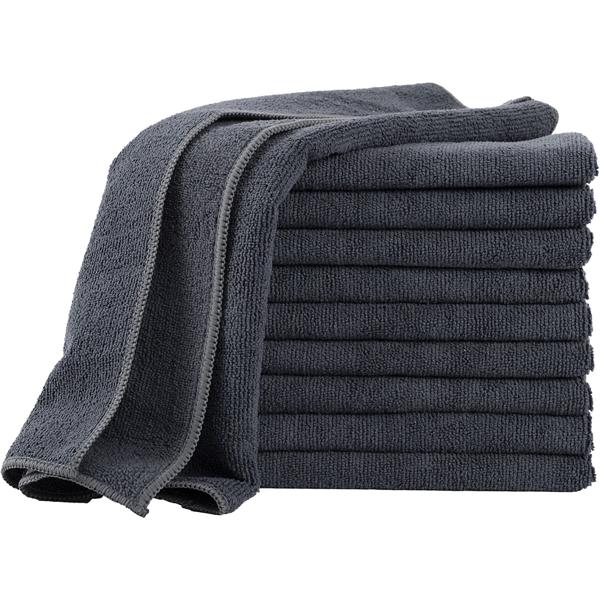 10er-Set Mikrofaser-Putztücher Anthrazit 40x40cm - 300 g/m² - Extrem saugstark, fusselfrei & streifenfrei - Hochwertige Reinigungstücher bis 90°C waschbar