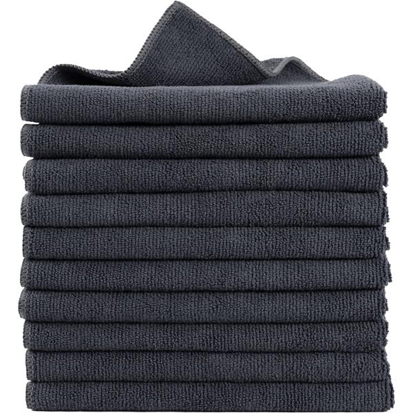 10er-Set Mikrofaser-Putztücher Anthrazit 40x40cm - 300 g/m² - Extrem saugstark, fusselfrei & streifenfrei - Hochwertige Reinigungstücher bis 90°C waschbar