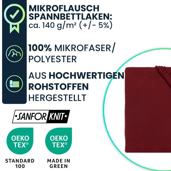 Weiches Mikroflausch Spannbettlaken 90-100x200 cm, Sanfor Knit: Flauschig weich für Matratze - warm, atmungsaktiv & pflegeleicht 