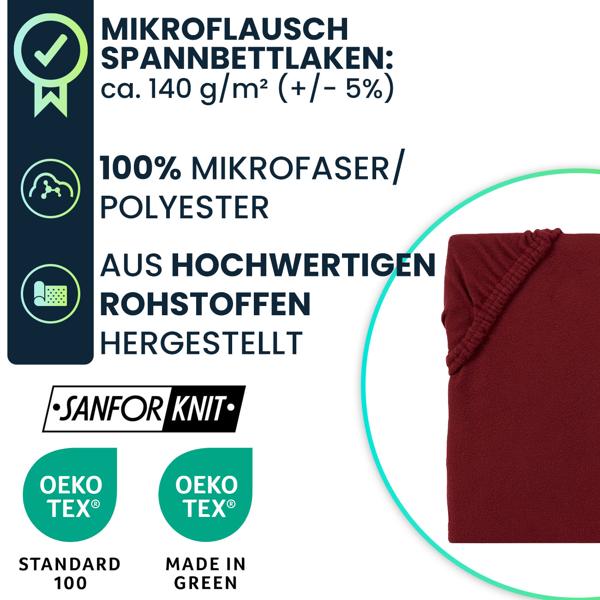 Weiches Mikroflausch Spannbettlaken 180-200x200 cm, Sanfor Knit: Flauschig weich für Matratze - warm, atmungsaktiv & pflegeleicht 