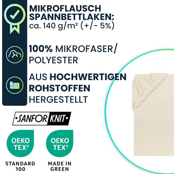 Spannbettlaken für Wasserbett & Boxspringbett 180-200x200-220 cm, Sanfor Knit & OEKO TEX: 100% Mikrofaser - weich, atmungsaktiv & pflegeleicht 