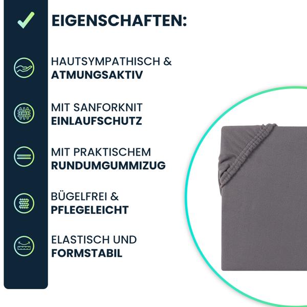 Spannbettlaken für Wasserbett & Boxspringbett 180-200x200-220 cm, Sanfor Knit & OEKO TEX: 100% Mikrofaser - weich, atmungsaktiv & pflegeleicht 