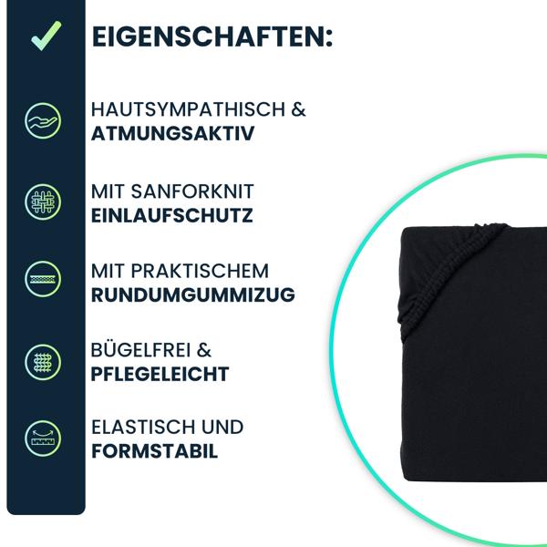 Spannbettlaken für Wasserbett & Boxspringbett 180-200x200-220 cm, Sanfor Knit & OEKO TEX: 100% Mikrofaser - weich, atmungsaktiv & pflegeleicht 
