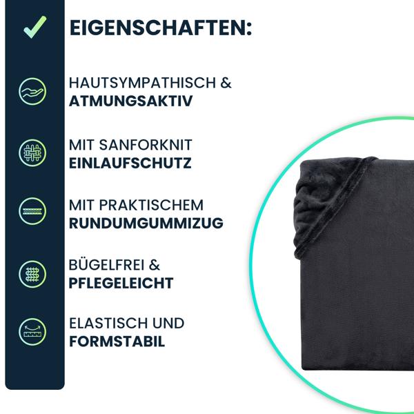 Kuscheliges Spannbettlaken 180-200x200 cm, OEKO-TEX: Cashmere Touch Qualität für Matratzen - weich, hautsympathisch & atmungsaktiv