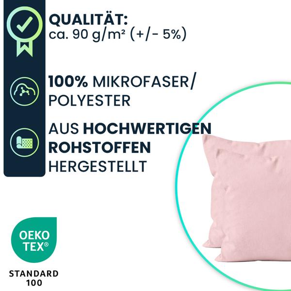 Kissenbezug 2er-Set 40x40 Rosa - Hochwertige Mikrofaser Kissenhüllen für Deko, Bett & Sofakissen - Hautsympathisch, pflegeleicht & mit Reissverschluss