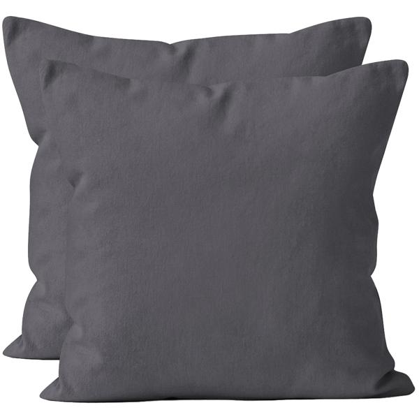 Lot de 2 housses de coussin 40x40 anthracite – housses de coussin en microfibre de haute qualité pour coussins déco, de lit et de canapé – douces pour la peau, faciles d’entretien & avec fermeture éclair
