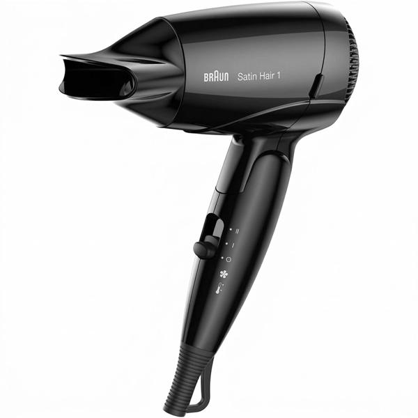 BRAUN Satin Hair 1 HD 130 Style & Go Reisehaartrockner, klappbarer Griff, 1200 Watt, Multispannung 100-240V, Infrarot-Heizsystem & Stylingdüse